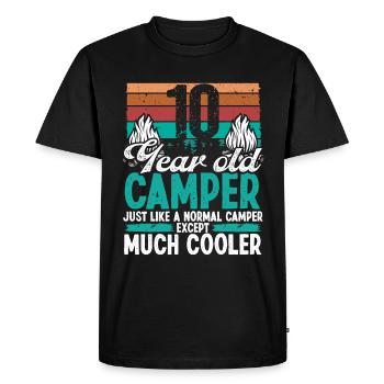 10 Year Old Camper Scouting Camping 10 Birthday - Men's Premium Organic T-Shirt - black - Front - Nico (187cm)