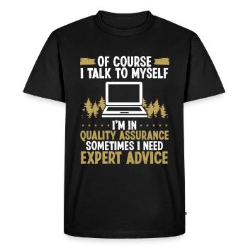 Drôle d’ingénieur QA Conseils d’experts Assurance qualité - T-shirt Premium bio Homme - noir - Devant - Nico (187cm)