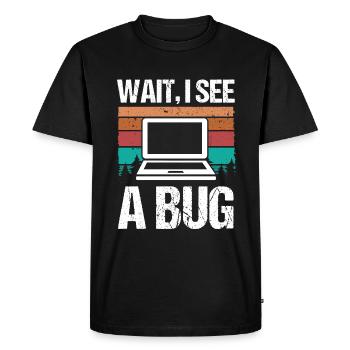 Assurance qualité Attendez que je vois un code logiciel bogue - T-shirt Premium bio Homme - noir - Devant - Nico (187cm)