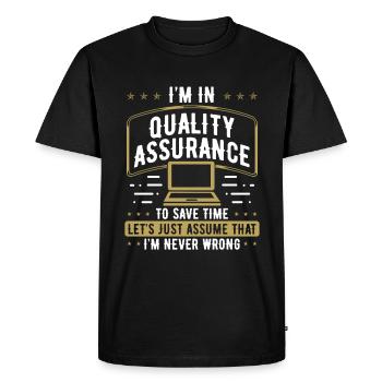 Assurance qualité Im never wrong Code Testing Test - T-shirt Premium bio Homme - noir - Devant - Nico (187cm)