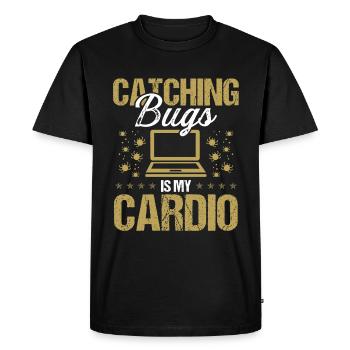 Assurance qualité Catching Bugs est mon code cardio - T-shirt Premium bio Homme - noir - Devant - Nico (187cm)