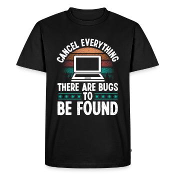 Assurance qualité Vintage Bugs Code Testing QA - T-shirt Premium bio Homme - noir - Devant - Nico (187cm)