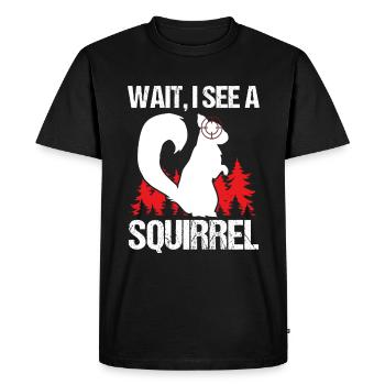 Chasseur d’écureuils Attendez que je voie un enlèvement d’écureuil - T-shirt Premium bio Homme - noir - Devant - Nico (187cm)