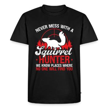 Funny Squirrel Removal Humor Squirrel Hunter - Men's Premium Organic T-Shirt - black - Front - Nico (187cm)