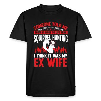 Chasseur d’écureuil Drôle Ex Femme Technicien d’enlèvement - T-shirt Premium bio Homme - noir - Devant - Nico (187cm)
