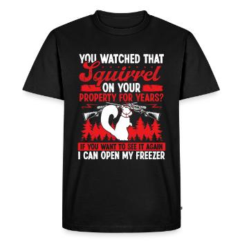 Funny Squirrel Hunter Humor Squirrel Hunting - Men's Premium Organic T-Shirt - black - Front - Nico (187cm)