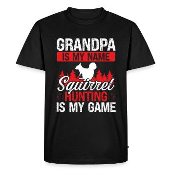 Squirrel Hunting Grandpa Hunter Fathers Day - Men's Premium Organic T-Shirt - black - Front - Nico (187cm)