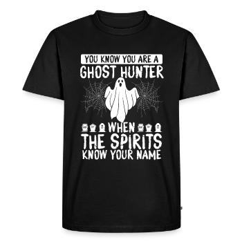 Halloween Ghost Hunting Spirits Funny Ghost Hunter - Men's Premium Organic T-Shirt - black - Front - Nico (187cm)