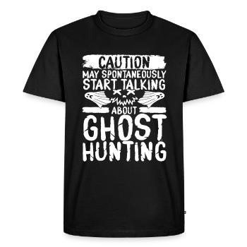 Drôle de chasseur de fantômes parlant de la chasse aux fantômes - T-shirt Premium bio Homme - noir - Devant - Nico (187cm)