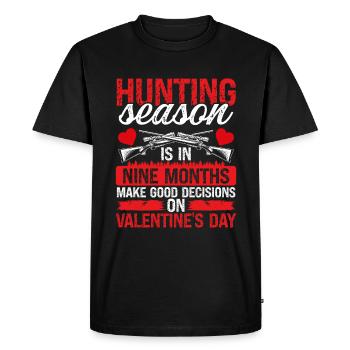Saison de chasse Saint-Valentin Chasseur de sangliers - T-shirt Premium bio Homme - noir - Devant - Nico (187cm)