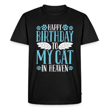 Happy Birthday Cat in Heaven Cat Loss Birthday - Men's Premium Organic T-Shirt - black - Front - Nico (187cm)