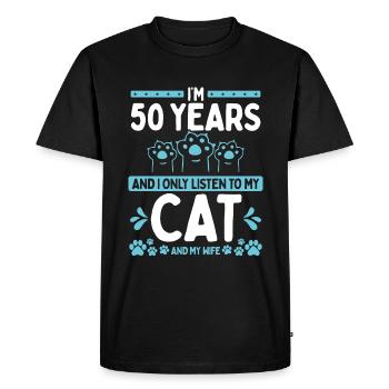50 Year Old Birthday Cat Dad Cat 50 Birthday - Men's Premium Organic T-Shirt - black - Front - Nico (187cm)