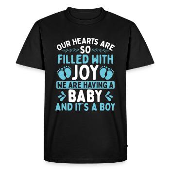 Gender Reveal Party Announcement Its a Boy PartyGe - Men's Premium Organic T-Shirt - black - Front - Nico (187cm)