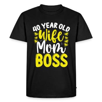 40 ans Femme Maman Patron Mère 40 Anniversaire Maman - T-shirt Premium bio Homme - noir - Devant - Nico (187cm)
