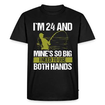 Leurre de pêche de 24 ans Canne de pêcheur Drôle 24 - T-shirt Premium bio Homme - noir - Devant - Nico (187cm)