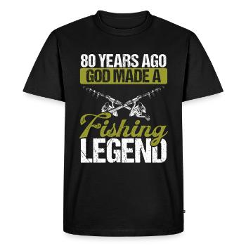 80 Year Old Fishing Legend Rod 80 Fisherman - Men's Premium Organic T-Shirt - black - Front - Nico (187cm)