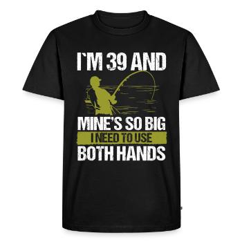 Leurre de pêche de 39 ans Canne de pêcheur Drôle 39 - T-shirt Premium bio Homme - noir - Devant - Nico (187cm)