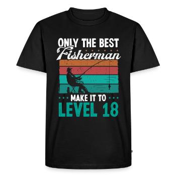 18 Fishing Level 18 Year Old Angler Fisherman - Men's Premium Organic T-Shirt - black - Front - Nico (187cm)