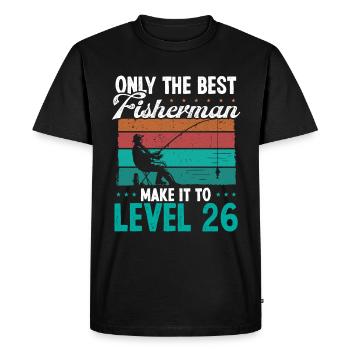 26 Fishing Level 26 Year Old Angler Fisherman - Men's Premium Organic T-Shirt - black - Front - Nico (187cm)