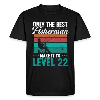 22 Fishing Level 22 Year Old Angler Fisherman - Men's Premium Organic T-Shirt - black - Front - Nico (187cm)
