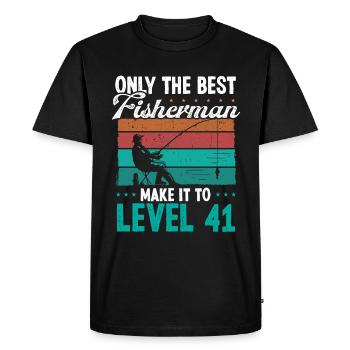 41 Fishing Level 41 Year Old Angler Fisherman - Men's Premium Organic T-Shirt - black - Front - Nico (187cm)