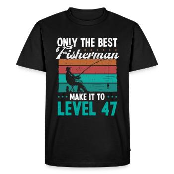 47 Fishing Level 47 Year Old Angler Fisherman - Men's Premium Organic T-Shirt - black - Front - Nico (187cm)