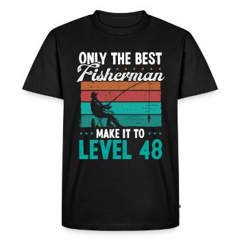 48 Fishing Level 48 Year Old Angler Fisherman - Men's Premium Organic T-Shirt - black - Front - Nico (187cm)