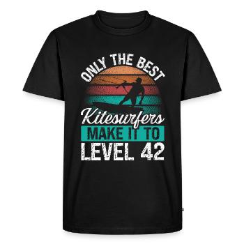 42 Kitesurf Niveau 42 Ans Rétro Kitesurf - T-shirt Premium bio Homme - noir - Devant - Nico (187cm)