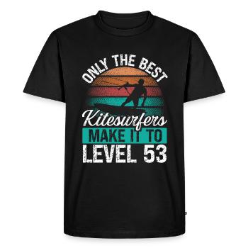 53 Kitesurf Level 53 Year Retro Kiteboarding - Men's Premium Organic T-Shirt - black - Front - Nico (187cm)