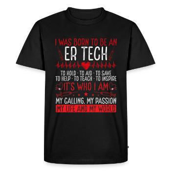 Infirmière de salle d’urgence Née pour être technicienne d’urgence - T-shirt Premium bio Homme - noir - Devant - Nico (187cm)