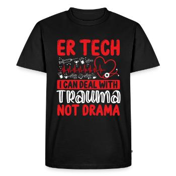 Infirmière de salle d’urgence Traumatologie pas Drame Soins infirmiers - T-shirt Premium bio Homme - noir - Devant - Nico (187cm)
