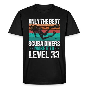 33 Scuba Diving Level 33 Year Diver Snorkeling - Men's Premium Organic T-Shirt - black - Front - Nico (187cm)