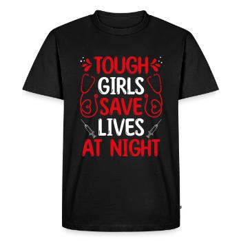 Service médical d’urgence Fille sauver la nuit Infirmière aux urgences - T-shirt Premium bio Homme - noir - Devant - Nico (187cm)