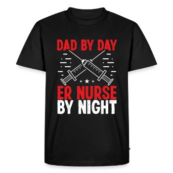 Infirmière médicale d’urgence Quart de nuit Urgence Infirmière Papa - T-shirt Premium bio Homme - noir - Devant - Nico (187cm)