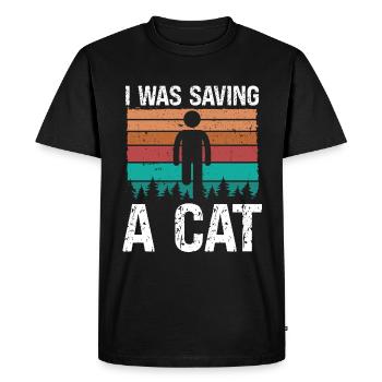 Amputated Leg Survivor saving a Cat Leg Amputee - Men's Premium Organic T-Shirt - black - Front - Nico (187cm)