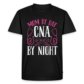 Night Shift CNA Mom by Day Nursing Assistant Night - Men's Premium Organic T-Shirt - black - Front - Nico (187cm)