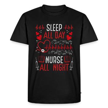 Night Shift Nurse Funny Nursing RN CNA Nurses - Men's Premium Organic T-Shirt - black - Front - Nico (187cm)