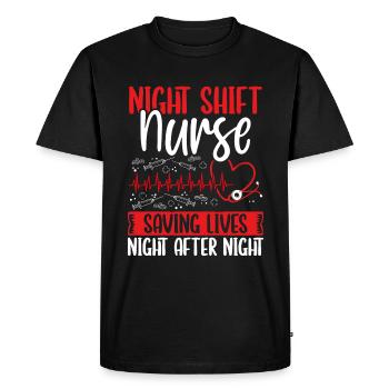 RN CNA Night Shift Nurse saving Lives Nursing - Men's Premium Organic T-Shirt - black - Front - Nico (187cm)