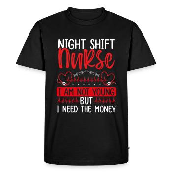 RN CNA Funny Night Shift Nurse Nursing - Men's Premium Organic T-Shirt - black - Front - Nico (187cm)