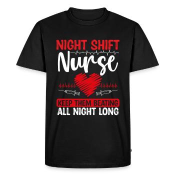 RN CNA Funny Night Shift Nursing Nurse - Men's Premium Organic T-Shirt - black - Front - Nico (187cm)