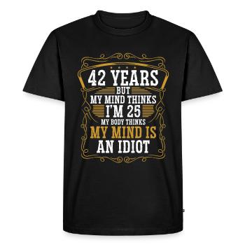 42 ans Drôle d’anniversaire Idée Humour 42 Anniversaire - T-shirt Premium bio Homme - noir - Devant - Nico (187cm)