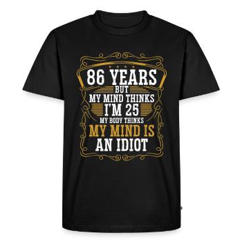 86 ans Drôle d’anniversaire Idée Humour 86 Anniversaire - T-shirt Premium bio Homme - noir - Devant - Nico (187cm)