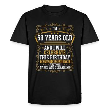 59 Anniversaire Drôle d’anniversaire Idée Humour 59 ans - T-shirt Premium bio Homme - noir - Devant - Nico (187cm)