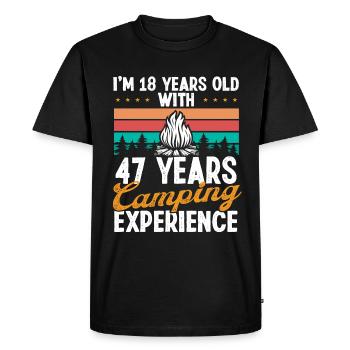 65 Year Old Camper Mountains Camping 65 Birthday - Men's Premium Organic T-Shirt - black - Front - Nico (187cm)