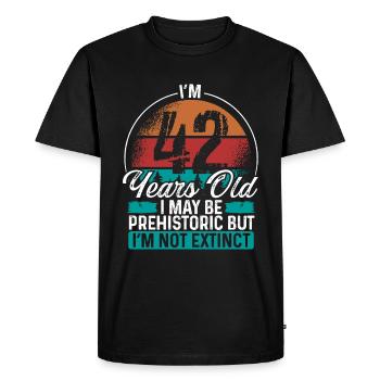 42 Idée d’anniversaire Hommes Anniversaires Drôle 42 ans - T-shirt Premium bio Homme - noir - Devant - Nico (187cm)