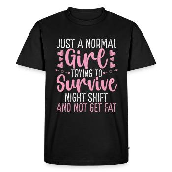 Travailleuse de nuit Fille Ouvrière d’usine Femmes - T-shirt Premium bio Homme - noir - Devant - Nico (187cm)