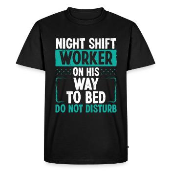 Humour NIght Shift Worker Production Job Factory - T-shirt Premium bio Homme - noir - Devant - Nico (187cm)