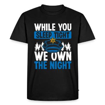 Policier de nuit Drôle de policier - T-shirt Premium bio Homme - noir - Devant - Nico (187cm)