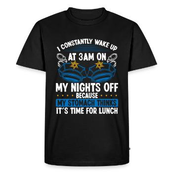 Humour Night Shift POlice Officier Drôle Policier - T-shirt Premium bio Homme - noir - Devant - Nico (187cm)