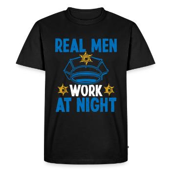 Police Officer Real Men work at Night Policeman - Men's Premium Organic T-Shirt - black - Front - Nico (187cm)
